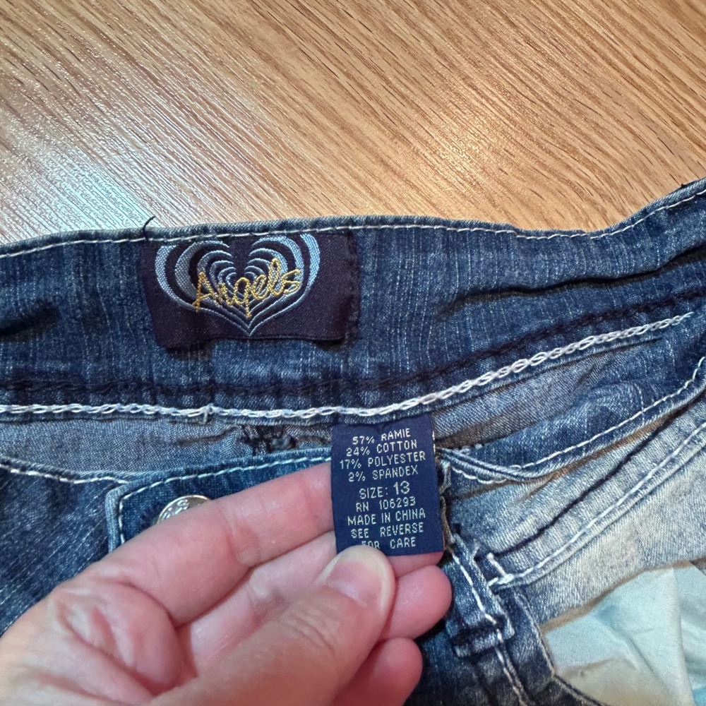 Angels Forever Young Embellished Capri Jeans Medium Wash Rhinestone Size 13 - Picture 6 of 6